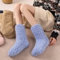 thumbnail image 5 of SwiftWear Fuzzy Fluffy Bootie Slipper Sock with Gripper Warm Cozy House Socks for Women - Winter Soft Comfy Fleece Sleep Socks, Blue, 5 of 6