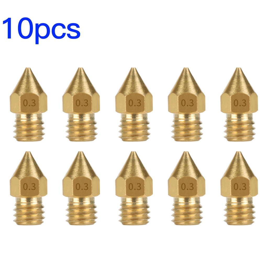 10Pcs 1mm Extruder Nozzle Brass Extruder Nozzle 1.75mm Mk8 Printer Accessories 