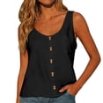 thumbnail image 2 of Siminsem Women's V Neck Button Down Tank Top Sleeveless Blouse with Chest Pocket Loose Fit Cotton Basic T-Shirt for Summer Casual Work Layering, Black, 2XL, 2 of 8