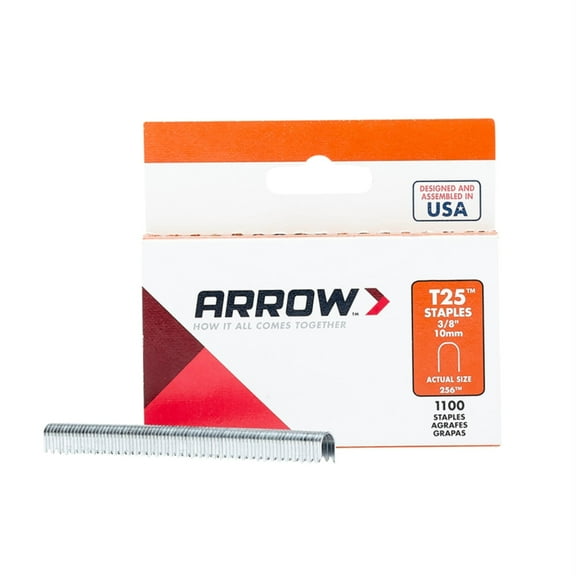 Arrow T25 3/8" New Heavy Duty Round Crown Staples, 1,100 Pack, for Computer Wire and Cable