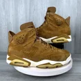 thumbnail image 1 of Ni - ke Ni - ke Air Jordan 6 Retro Wheat Gold Harvest Mens 9 384664-705 Suede Sneakers Shoe, 1 of 5