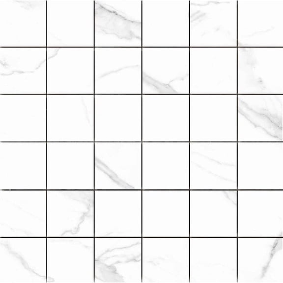 The Tile Life Cheyenne White Polished Porcelain Grid Mosaic Floor & Wall Tile, 12 x 12 in, 8-Piece
