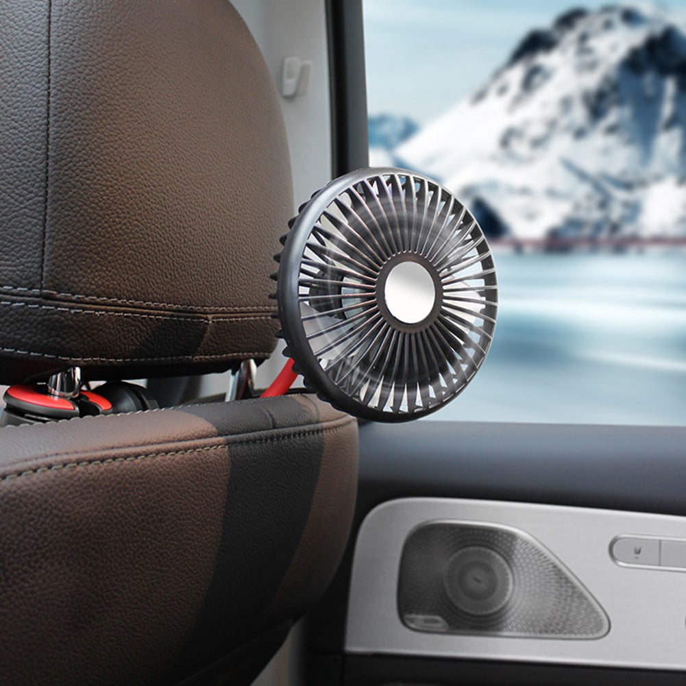 Car Fan 3 Speeds Adjustable For 360 Degree Rotating Hose Flexible Cooling Fan