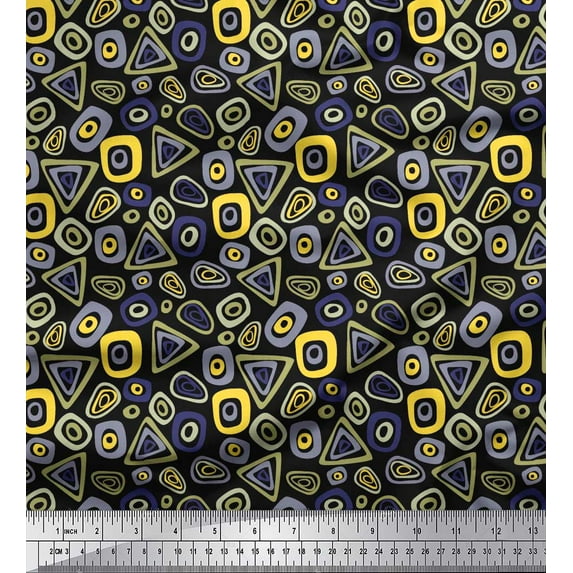 Soimoi Moss Georgette Fabric Geometric Small Print Fabric by The Yard 42 Inch Wide