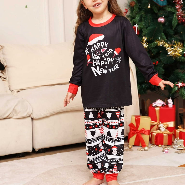 Olyvenn Clearance Kids Sets Christmas Fashion Long Sleeves Child Printed  Top+Pants Family Matching Pajamas Set Home Best Gifts for Women 2023 Black  12T 