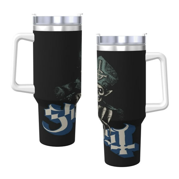 Ghost Bc 40 Oz Tumbler With Handle And Straw Double Wall Stainless Steel Sublimation Tumbler With Handle Leakproof,Bpa-Free,Keep Cold Hours