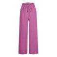 thumbnail image 3 of Womens High Waisted Trousers Loose Wide Leg Drawstring Palazzo Trousers 2024 Fashion Comfy Summer Travel Trousers Ladies Casual Plain Lounge Long Pants with Pockets, 3 of 4