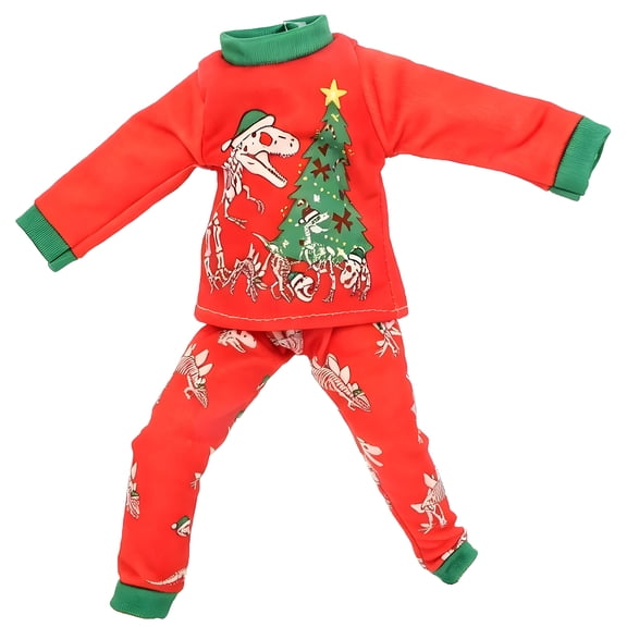 Cute Christmas Elf Doll 2-Piece Outfit Set with Santa Accessories, Holiday Doll Top & Pants Costume, Xmas Dress-Up Gift for Elf Dolls