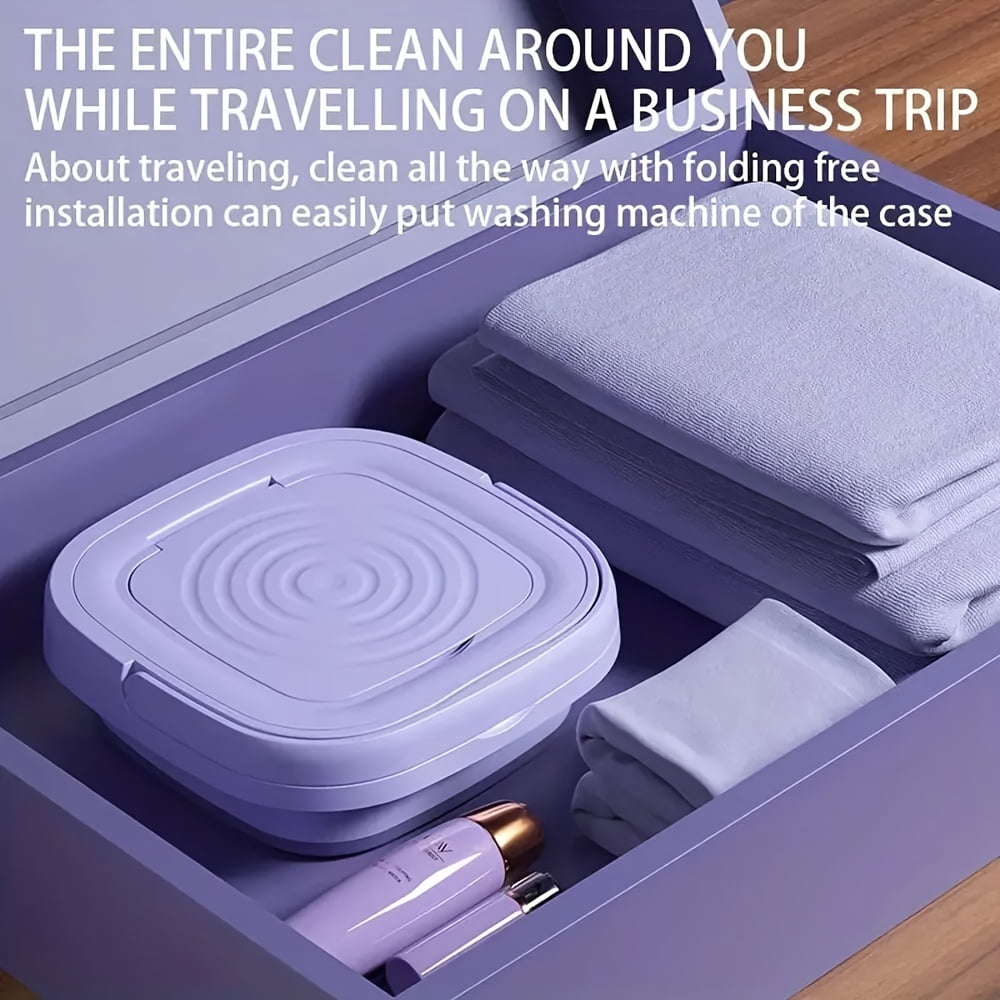 2.11gal High Capacity Mini Foldable Washing Machine - 3 Modes Deep Cleaning, Soft Spin Dry for Socks, Clothes, Towels, Delicate Items (Purple)