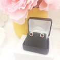 thumbnail image 5 of Dazzlingrock Collection 10K 6 MM Each Cushion Garnet & Round White Diamond Ladies Halo Style Stud Earrings, White Gold, 5 of 5