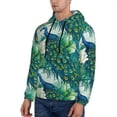 thumbnail image 3 of Sikiie Peacock And Flowers Men's Hoodie, Essentials Hoodie, Sweatshirt, Pullover Hooded Sweatshirt for Men-Small, 3 of 7
