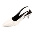 thumbnail image 7 of Slingback Sandals for Women Pointed Closed Toe Stiletto Heels Elastic Strap Slip on Wedding Party Dress Shoes White Size 7, 7 of 7