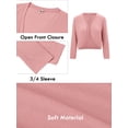 thumbnail image 6 of Chiclily Women's 3/4 Sleeve Open Front Cardigan Pink 2XL Lightweight V-Neck Cropped Bolero Shrug Sweater for Women, 6 of 8