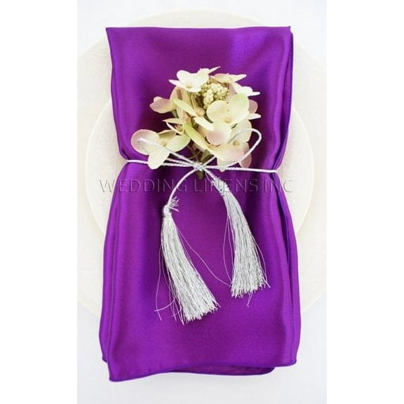 Wedding Linens Inc. (10pcs) 20'' x20" Satin Table Napkins for wedding Party Decoration events - Purple