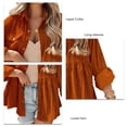 thumbnail image 4 of Shirt Ruffle Hem Long Sleeves Solid Color Button Up Lapel Collar Women Maternity Top Orange S, 4 of 5