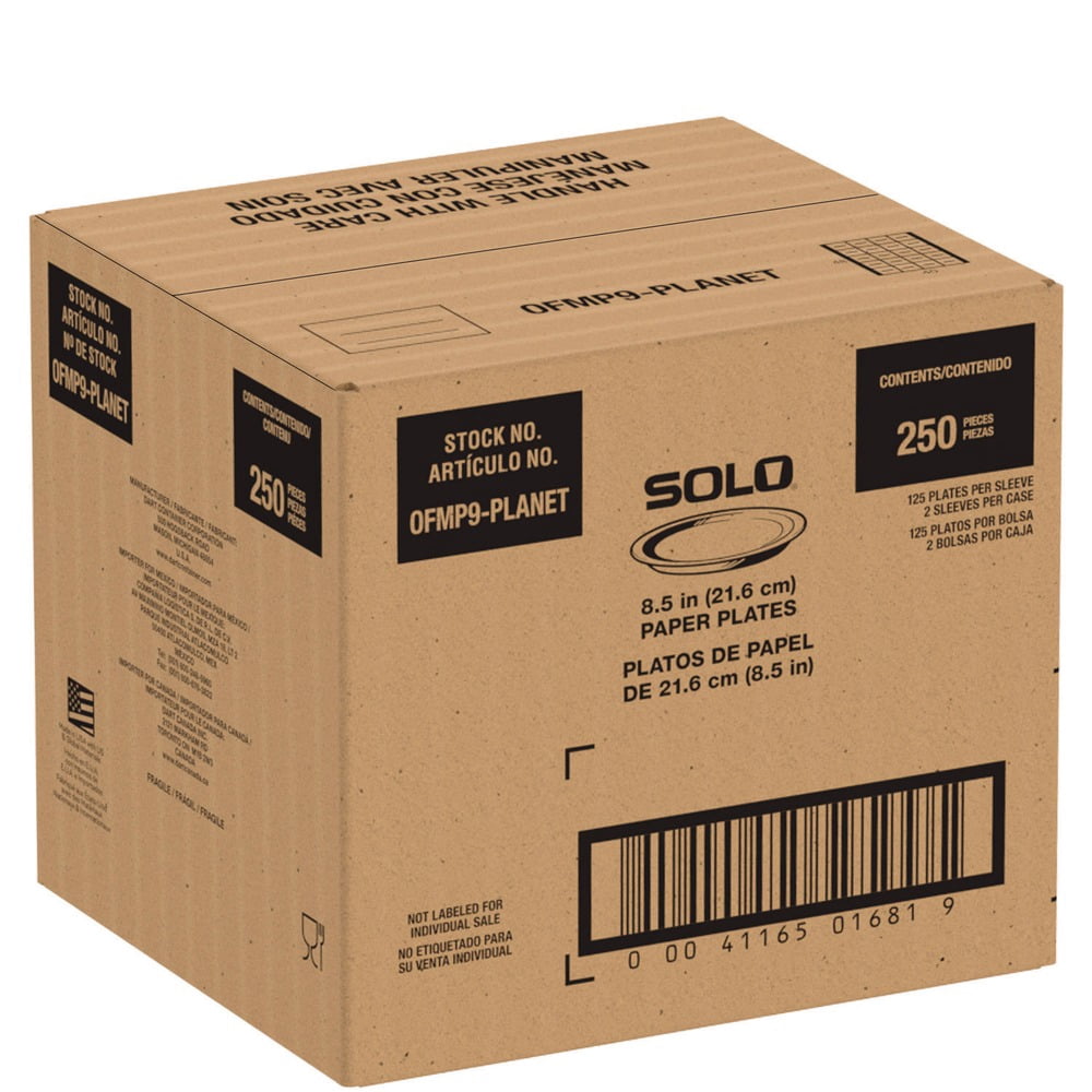 9 in. Diameter ProPlanet Seal Compostable Paper Dinnerware Plate - White (250/Carton)