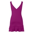 thumbnail image 5 of Sakmal Ruffle Casual Dresses for Women Sleeveless Backless Solid Bodycon Dresses Zipper V Neck Knee Length Midi Dresses Hot Pink,L, 5 of 7