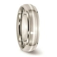 thumbnail image 4 of Stainless Steel 925 Sterling Silver Inlay Ridged Edge Brushed and Polished Band Size: 6; for Adults and Teens; for Women and Men, 4 of 6