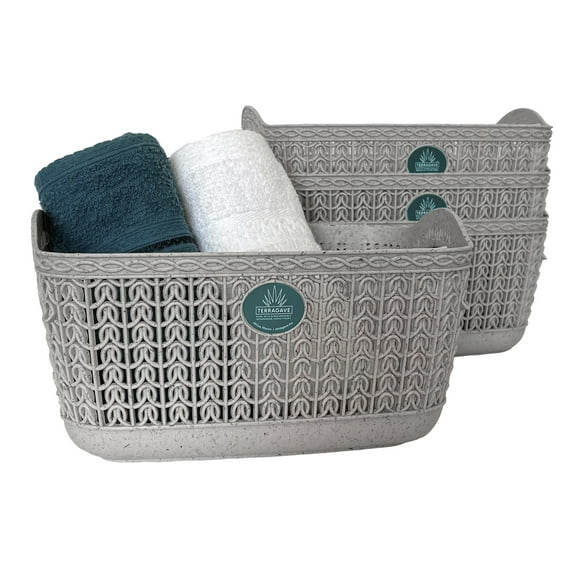 4 Canastas Biodegradables Agave Tejidas Multiusos 23x16x12.5.