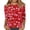 Hot Pink, variant on Womens 3/4 Sleeve Tops O Neck Casual Fashion Bowtie Pattern Shirts Spring and Autumn Trendy Tees