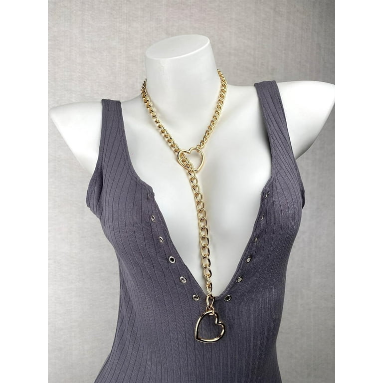 O-Ring Slip Chain Necklace For Women, Handmade Punk Rock