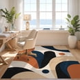 thumbnail image 3 of Design&I 8'x10' Washable Area Rug Snag-Free Burnt Orange Navy Abstract Geometric Design Contemporary Art Style with Bold Circular for Dining Room, Large Office, Lounge, 3 of 7