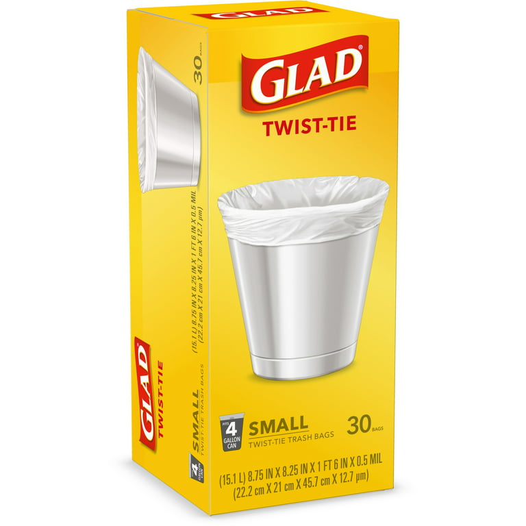  Glad Small Trash Bags - 4 Gallon - 30 Count (Pack of 6