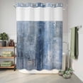 thumbnail image 6 of No Hook Shower Curtain, Blue Shower Curtains for Bathroom with See Through Top Window, Retro Oil Painting Modern Abstract Art Aesthetics Waterproof & Washable Bath Curtain Stall 48"x72", 6 of 9