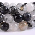 thumbnail image 2 of Natural Black Tourmaline Rutilated Quartz Gemstone 10mm Round Beads Stretch Bracelet 7" Unisex, 2 of 2
