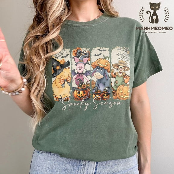 Spooky Season Winnie the Pooh Comfort Colors T-shirt, Disney Pooh Halloween, Disney Friends Pumpkin Shirt, Halloween Piglet Tigger Eeyore