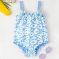 thumbnail image 2 of TOWED22 Newborn Baby Girl Swimsuit Toddler Ruffle Swimsuit Bikini Tankini Infant Swimwear One Piece Bathing Suits for Girls Blue,0-6 M, 2 of 4