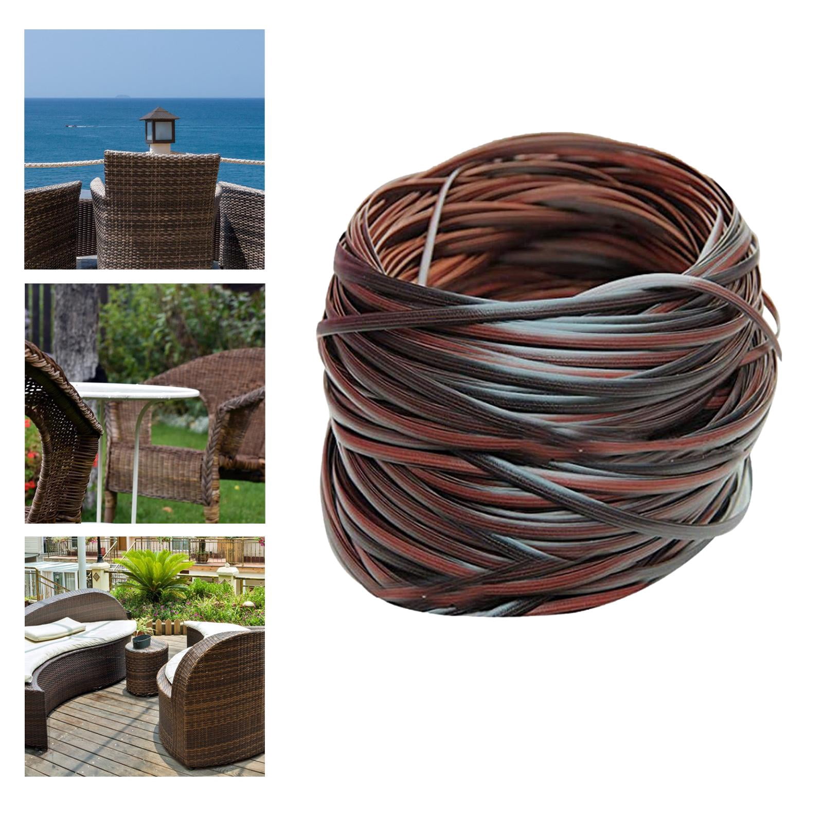 Cinta De Mimbre Sintético Para Reparar Muebles De Jardín - 70 Metros Largo, 8 Mm Ancho - Color Marrón Oscuro