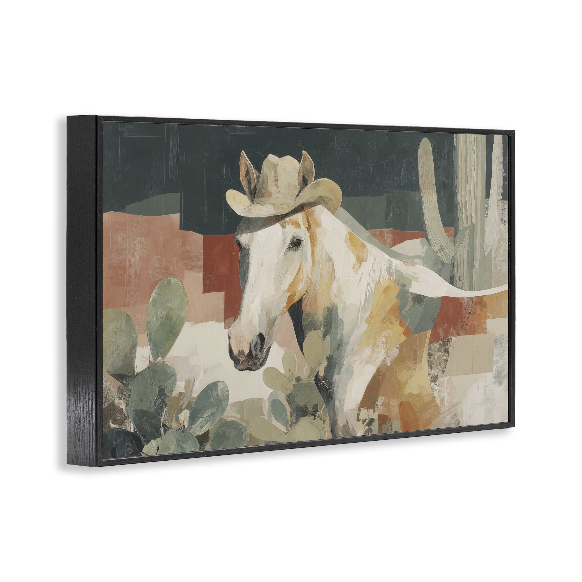Stupell Industries Horse in Cowboy Hat Black Framed Giclee Art, design by Chromatic Storm Studio
