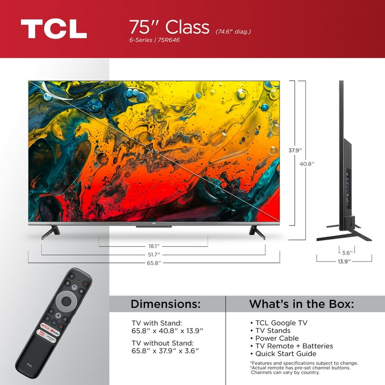 TCL c646 75型 TCL c646 75型 TCL C646 4K量子ドット液晶テレビ