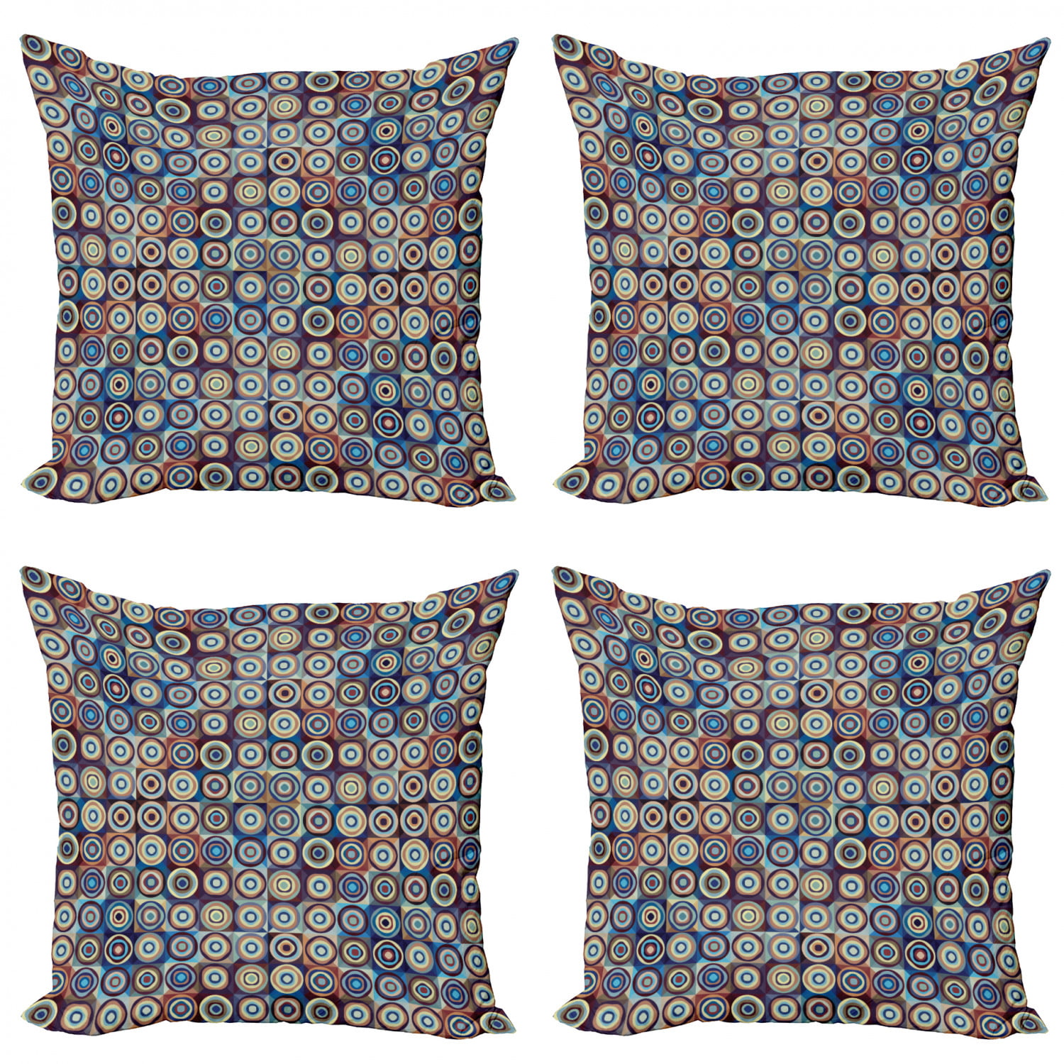 Pack of 2 Rectangle Pillows Cushion Cover Both Sides Modern Circles Rings 12x20" 