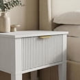 thumbnail image 4 of Fluted Wood Nightstand with Drawer, Small 12" Shallow Depth Bedside Table, Modern Farmhouse Compact End Table, 15" W x 12" D x 23" H, White, 4 of 8