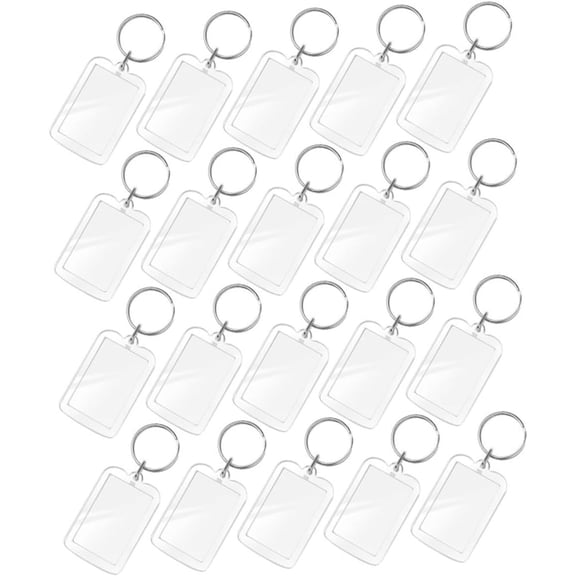 Acrylic Photo Frame Keychains Blank Insert DIY Picture Keyring Kit for Custom Personal Accessories 20 Pack