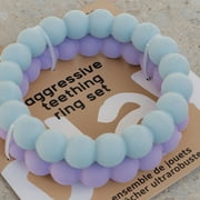 Dexypaws: Super Chew Rings - Lilac & Sky Blue - 2pc Dog Teething Toys, Aggressive Chewers, Fetch & Tug, Textured Circles, Durable Rubber, Pet Play