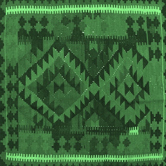 Ahgly Company Indoor Square Oriental Emerald Green Traditional Area Rugs, 6' Square