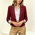 thumbnail image 5 of ClodeEU Women's Lapel Single Button 3/4 Sleeve Cropped Blazer,Lightweight Casual Work Jacket Wine,Women's Plus XXL, 5 of 8