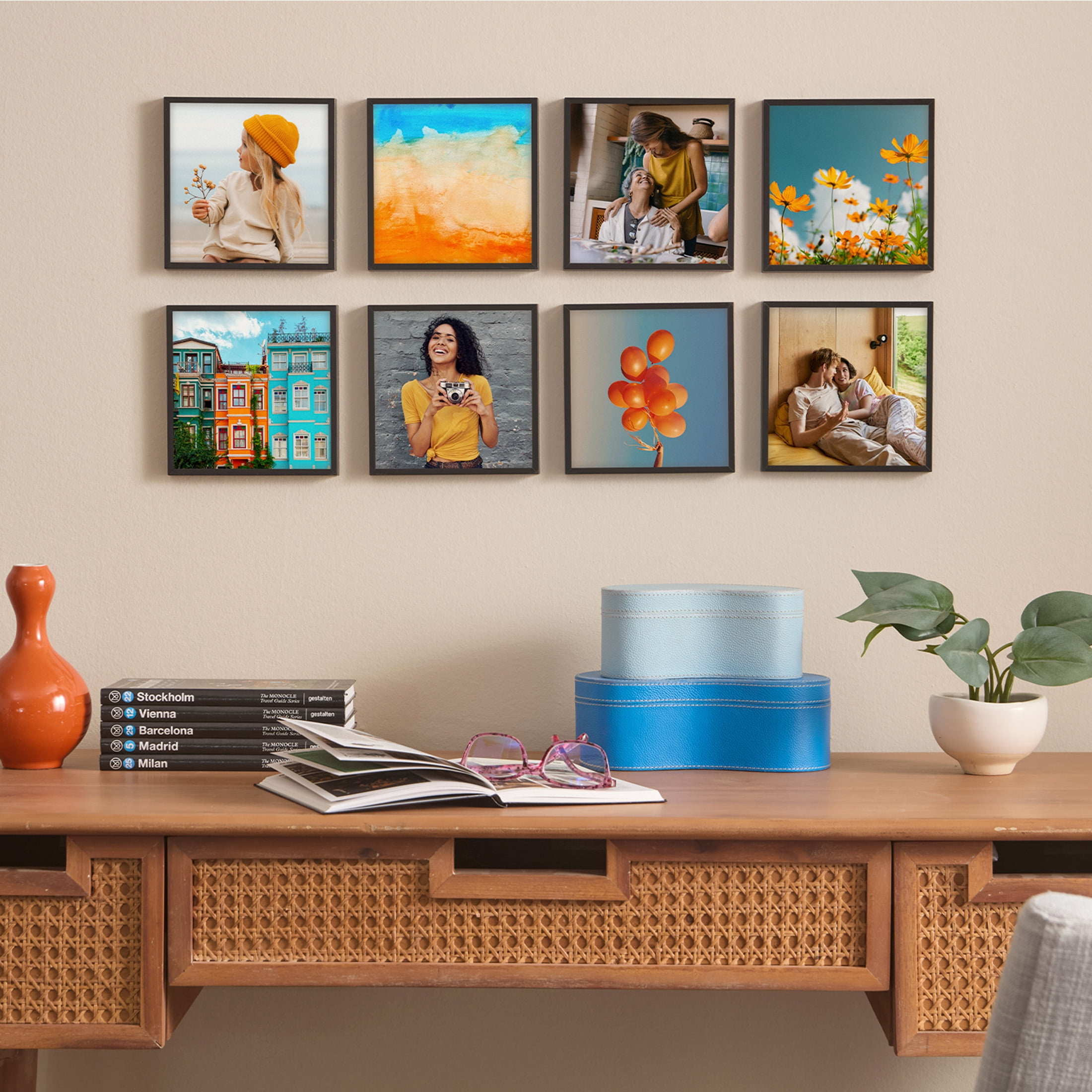 TilePix Mini 6x6 Black Photo Frame - Customizable Magnetic Frame for Gallery Wall, Nail-Free Hanging Photo Tile