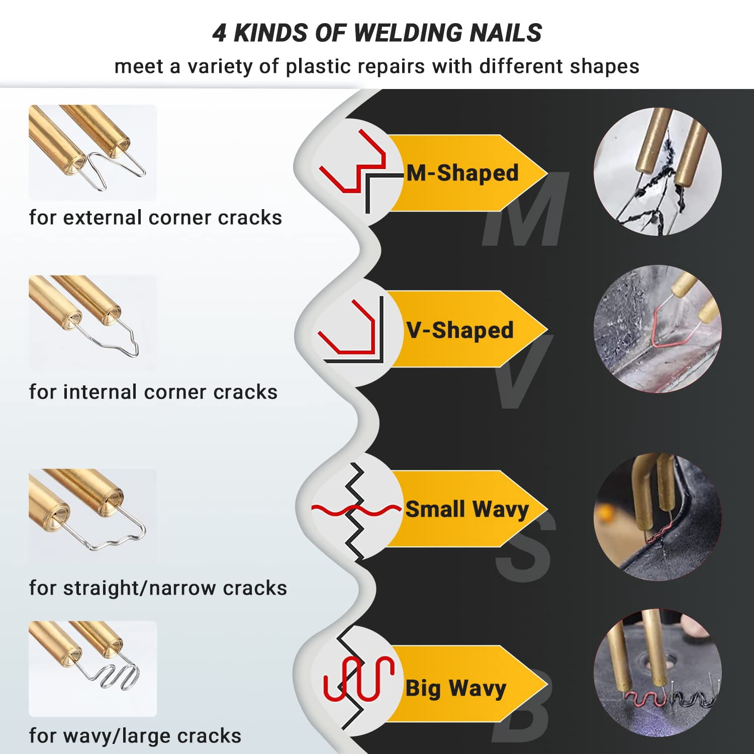 Firelex Staple Plastic Welding 50w Hot Staple Gun Welding Car Bumper Crack Repair Kit Hot Stapler Heating Plastic Repairing Welder Machine with 4 Types of Staples for Home Automotive 3D Print Repair