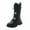 Black, variant on MuXiKeJi Little Girls Knitted Leather Lace-Up Knee High Winter Boots Fashion Black Mid Calf Combat Riding Boots (Toddler/Little Kid/Big Kid)