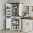 thumbnail image 2 of HOMCOM Farmhouse Kitchen Pantry, Tall Storage Cabinet with Door Racks White, 2 of 10