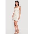 thumbnail image 2 of Women's Floral Sequin Side Ruched Lace Up Back Mini Dress, 2 of 3