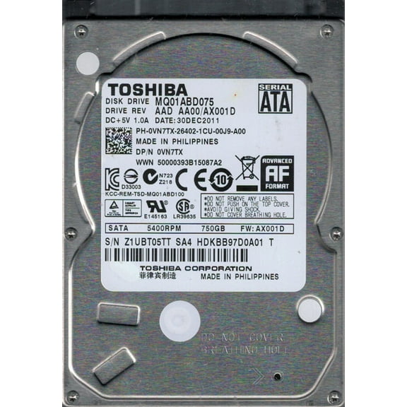 Toshiba MQ01ABD075 750GB AAD AA00/AX001D PHILIPPINES