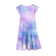 thumbnail image 5 of LLYwey Toddler Girls Flowy Dresses, Girls’ Crew Neck Ruffle Sleeve Summer Dresses with Pocket, Teen Kids Tie Dyed Print Casual Loose Mid-Length A-Line Beach Sundress, Purples, 6T, 5 of 5