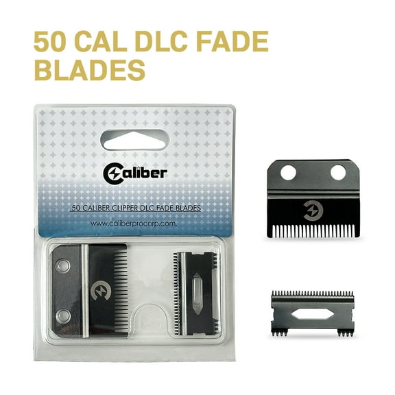Caliber DLC Fade Clipper Blades, .50 Caliber, 440C Japanese Steel, Professional Hair Trimmer Replacement Blades