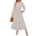 thumbnail image 4 of Women's Fall Long Sleeve Maxi Dresses 2024 Casual Crew Neck Dot Tiered Flowy A Line Wedding Guest Maxi Dress plus Size Formal Long Sleeve Dress for Women Silk Dress plus Size Satin Dress Womens Wrap, 4 of 7