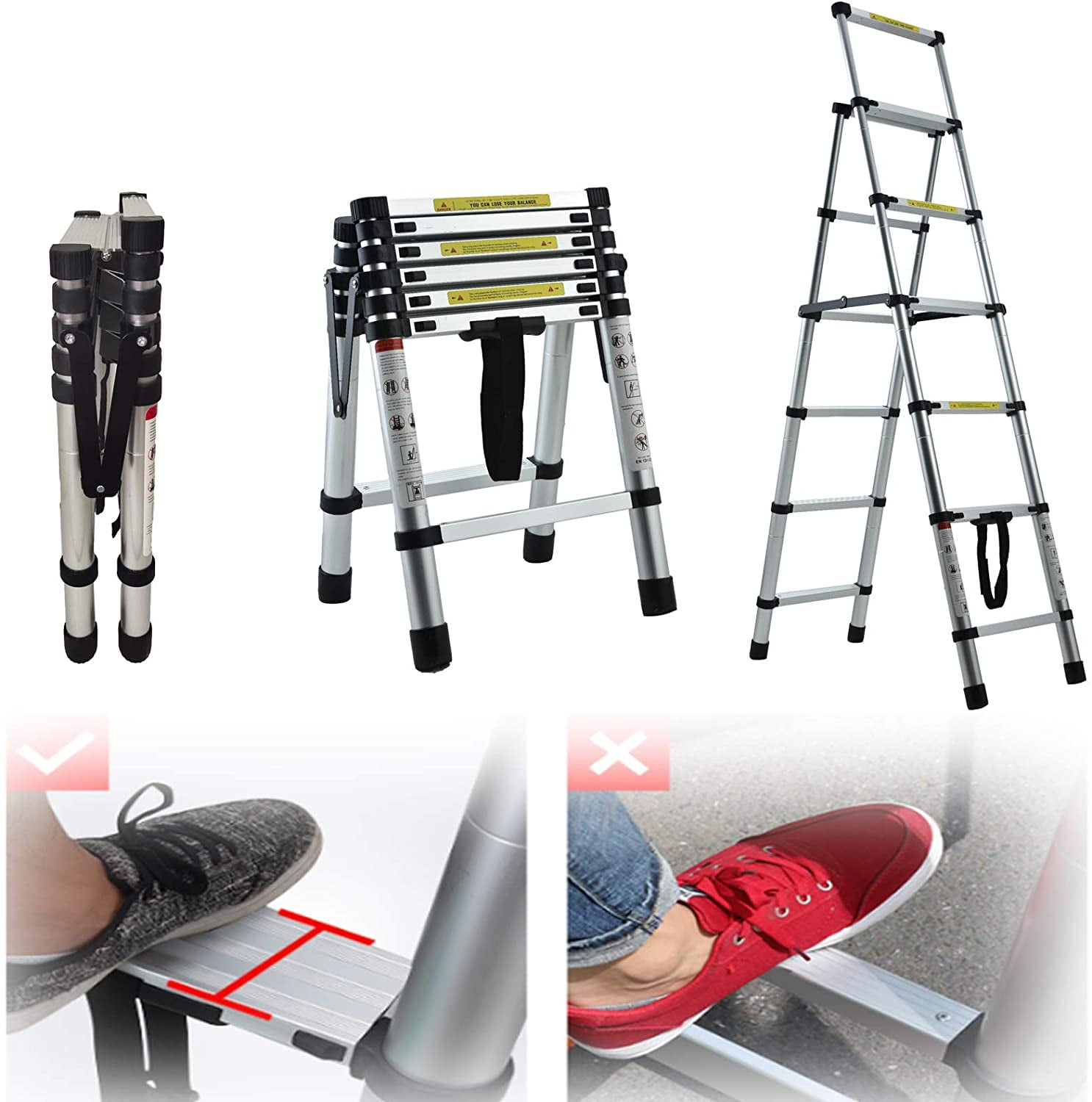 Dayplus Extendable 6+7 Step Ladder, 6.5ft+7.5ft A-Frame Dayplus Extendable 6+7 Step Ladder, 6.5ft+7.5ft A-Frame